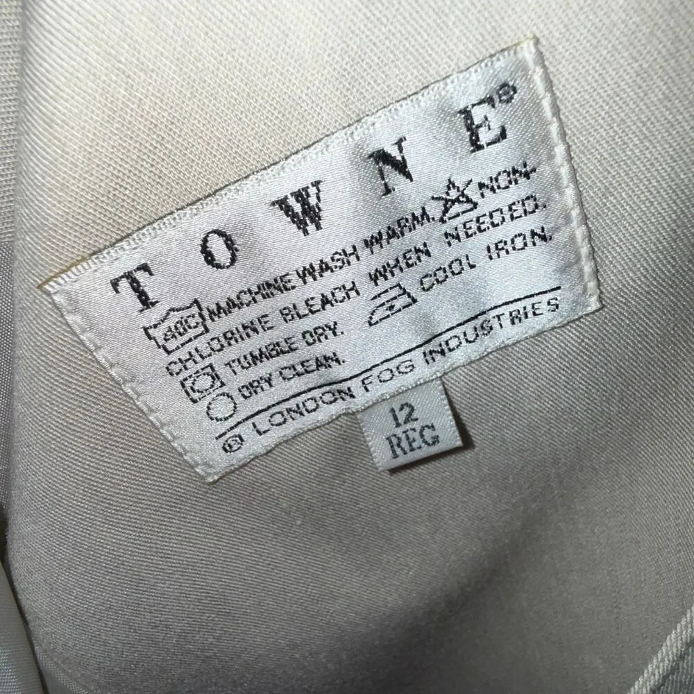 Vintage Towne by London Fog Trench Coat 12R Beige Late 80s Early 90s Belted Doub